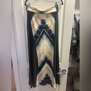 ALLOY Black Maxi Skirt with Blue and Cream Chevron Panel